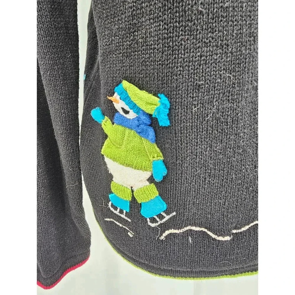 Karen Scott Sport Women's S Black Christmas Snowman Zip Up Holiday Sweater - Picture 2 of 8